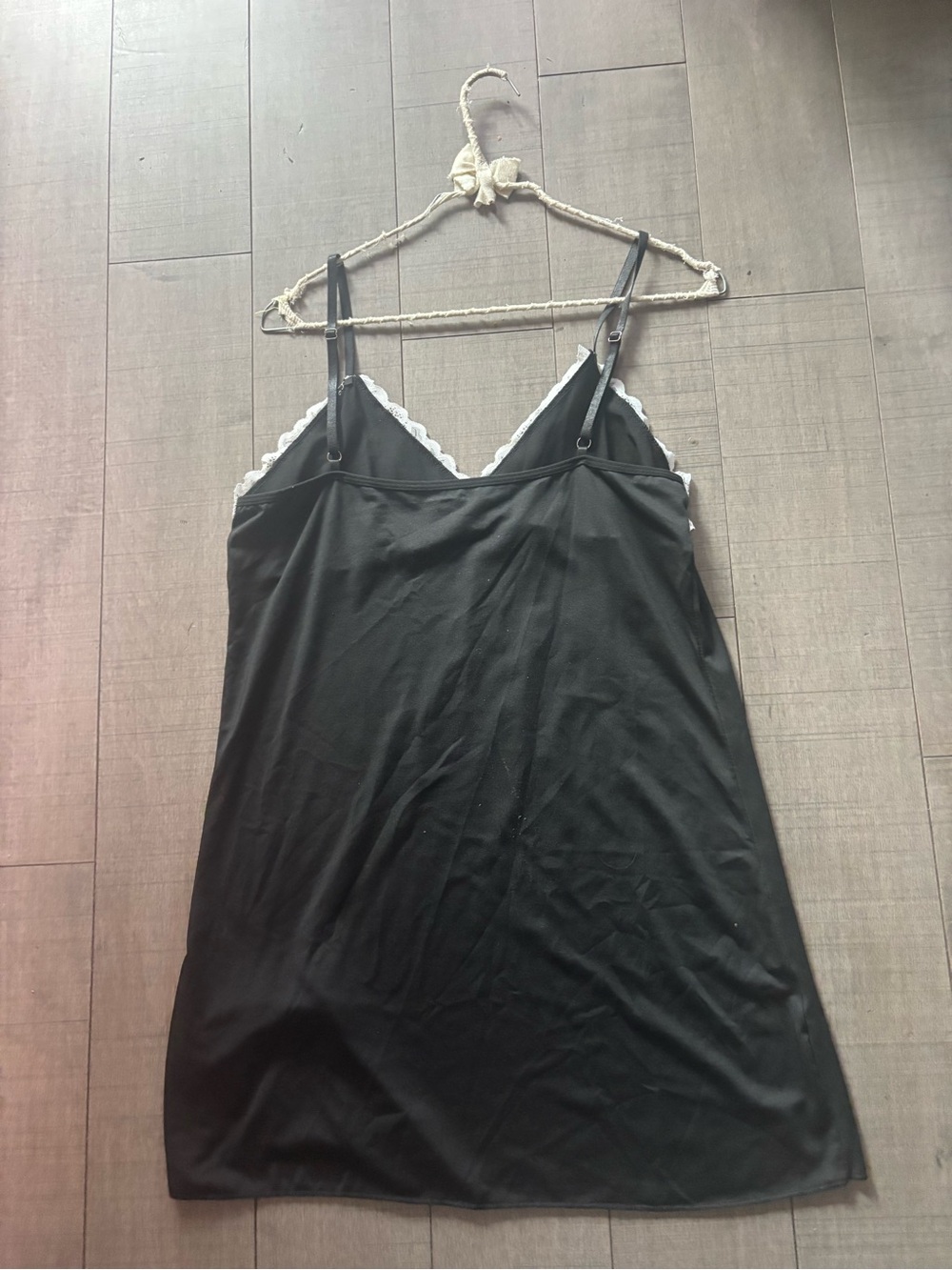 ♥️5/$25♥️Coquette Girl Black & White Lace-Trim Satin Chemise Slip Dress - Picture 4 of 4